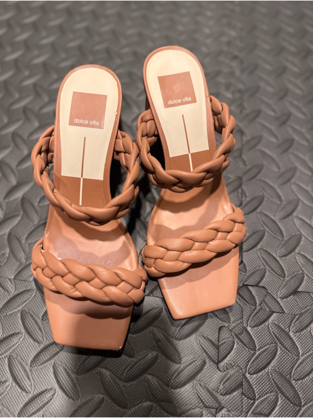 Dolce Vita Braided Mule Heel Sandals — Tan
